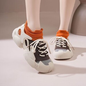 格颖女鞋飞织轻便透气运动鞋春夏女士百搭休闲鞋潮流时尚老爹鞋a9