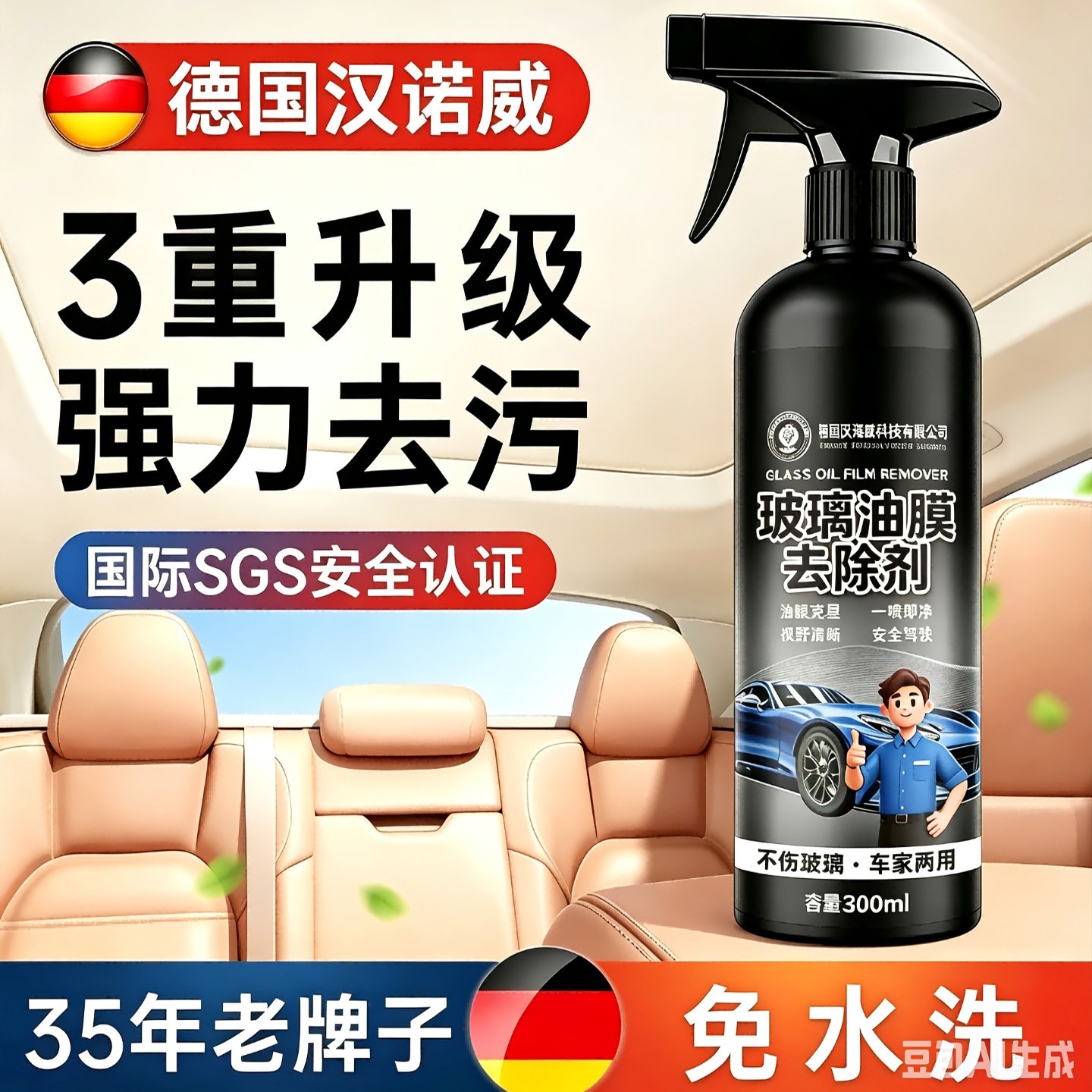 德国汉诺威玻璃油膜去除剂车家两用强力去污去油膜翻新清洁清洗a8
