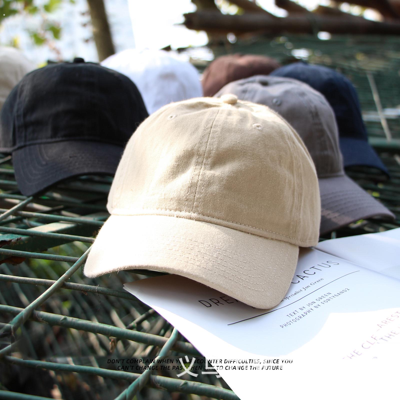 春夏水洗全棉纯色日系棒球帽ins男女黑色韩版软鸭舌帽显脸小帽子