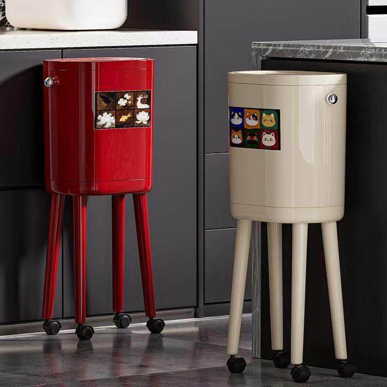 高颜值多层垃圾桶家用免弯腰干湿分离新款带盖厨房客厅落地式滑轮