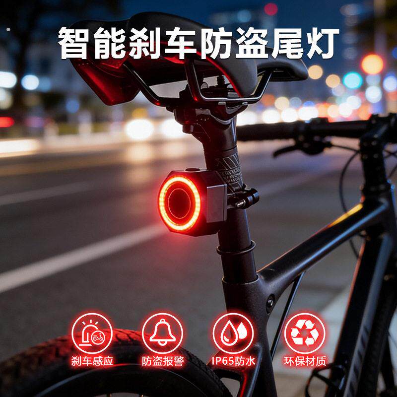 定制摩托车电动车自行车灯山地车夜骑防盗器尾灯遥控震动报警器