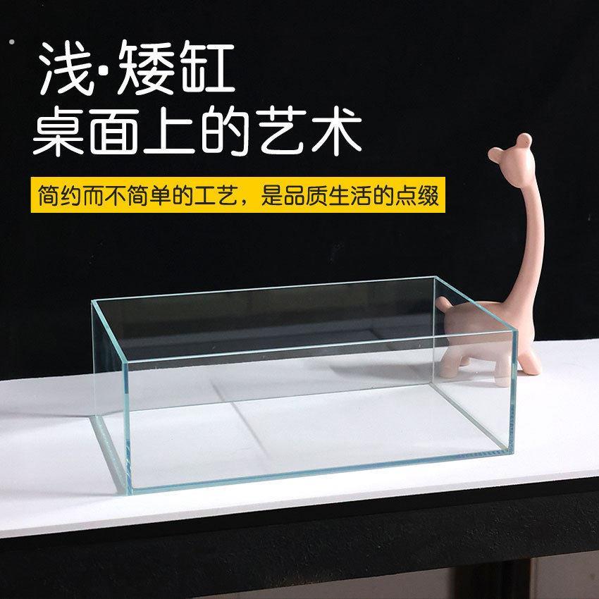 超白桌面缸苔藓缸家用超矮乌龟缸长方形浅低设计水培植物展示缸
