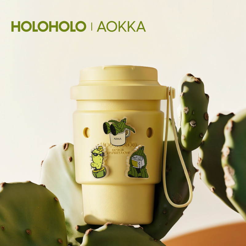 AOKKAxHOLOHOLO联名限定仙人掌杯花 洞洞系列咖啡杯吸管杯保温杯