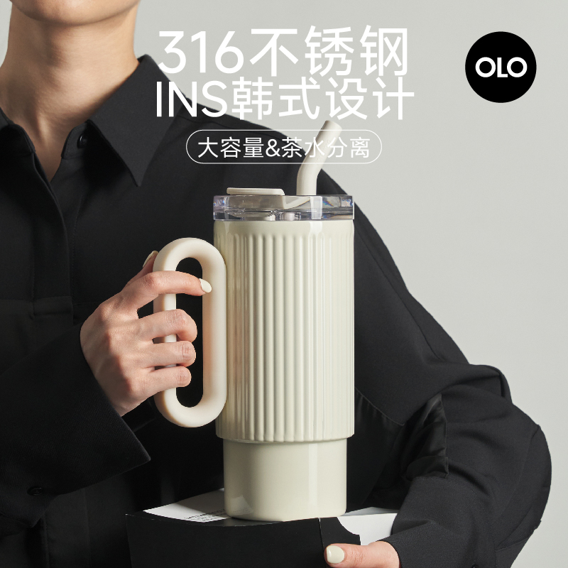 不锈钢保温杯316正品小众设计感杯潮流韩式水杯女茶水分离可泡茶