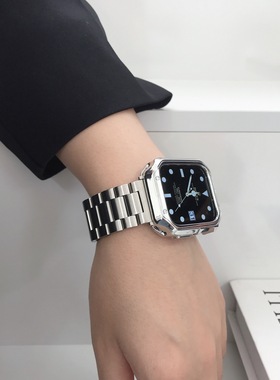 适用苹果手表applewatch不锈钢ultra表带iwatchS10金属表带男女款