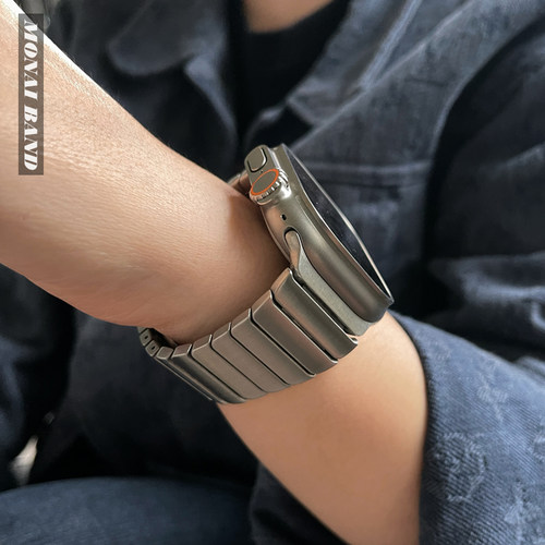 适用于苹果手表46mm不锈钢金属ultra表带applewatch910保护壳套