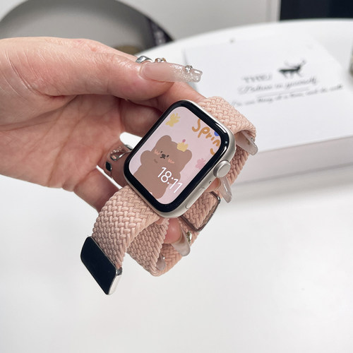 适用于apple watchs8表带苹果手表se7iwatch9尼龙表带透气41/45mm