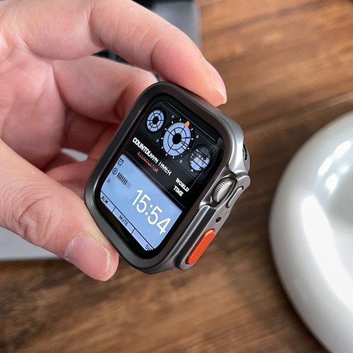 适用于苹果手表45mm改装保护壳套applewatch6789SE防摔秒变电镀44