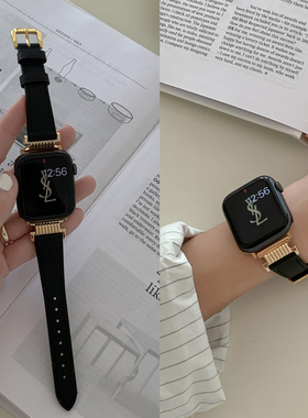 适用iwatch10代金属真皮表带潮牌高级感苹果手表applewatch表带女