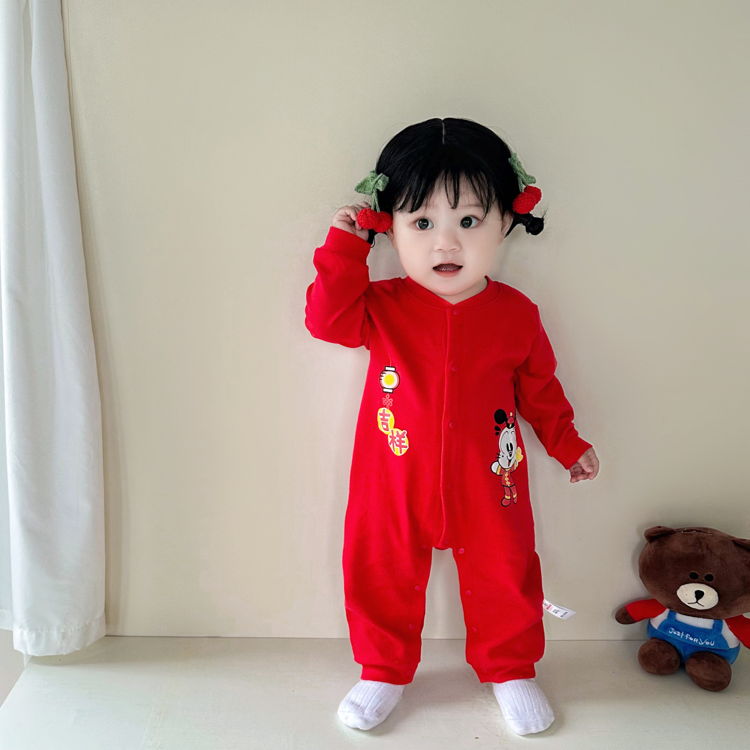 巴布豆婴儿连体衣春秋长袖款纯棉