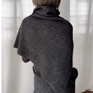 芸菲汇2026新款女士冬季高领针织围巾高级感叠穿开叉套头披肩围脖