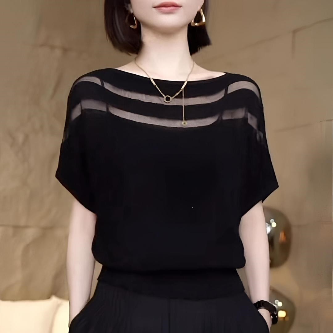 夏季轻薄款蝙蝠衫镂空冰丝针织衫女短袖高级感宽松显瘦气质上衣a8