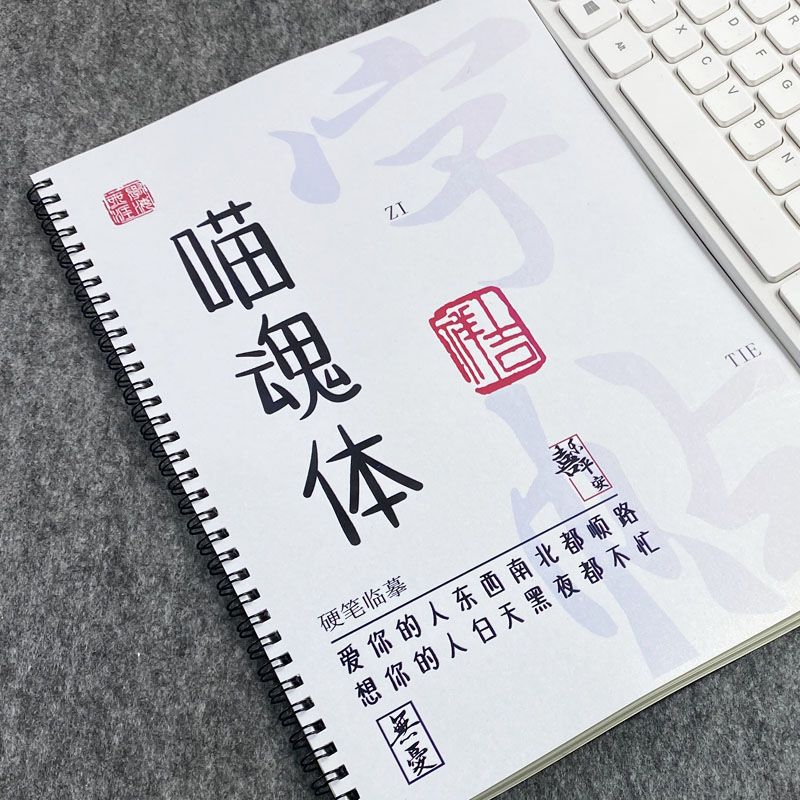 可爱喵魂体小清新女生工整字体央文案励志语录金句名言硬笔字帖