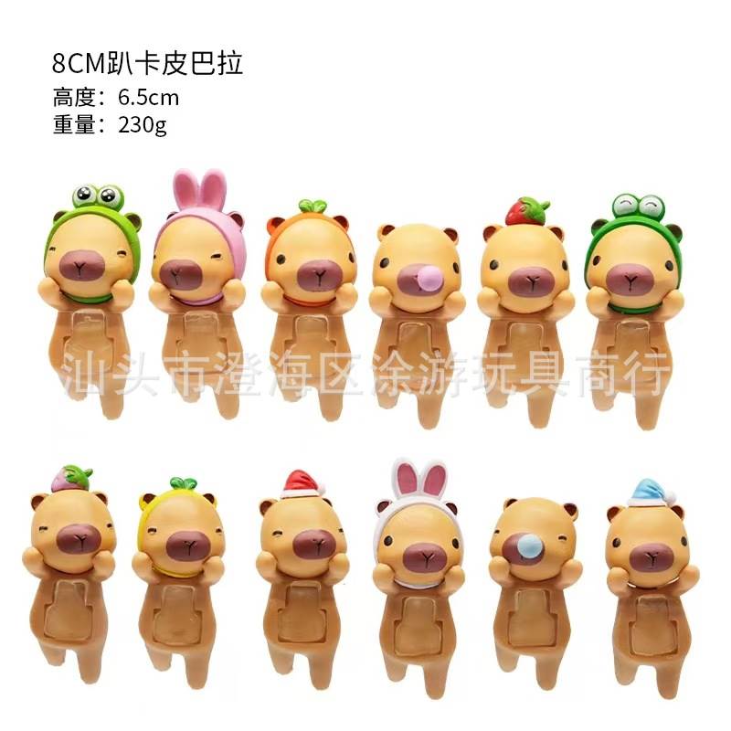 跨境新品高质量趴趴天使卡皮巴拉盲盒套装摆件装饰品手办潮玩公仔