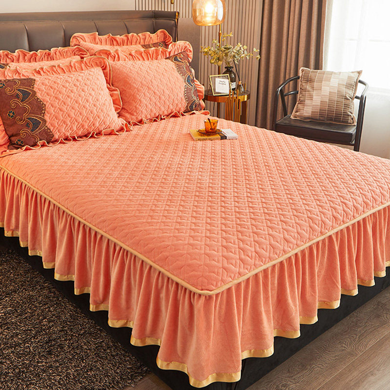 花边床笠裙边款牛奶绒夹棉床罩单件水晶绒珊瑚绒床裙式床套三件套,床上用品,床笠,淘宝优惠券,粉丝福利购,淘宝优惠卷