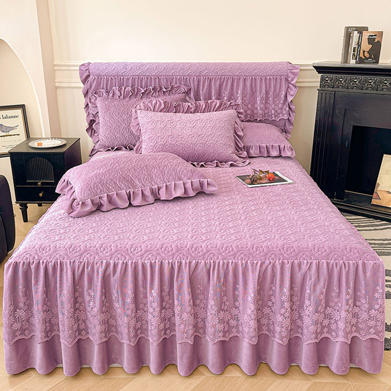 韩式公主风蕾丝床裙加厚床罩防滑