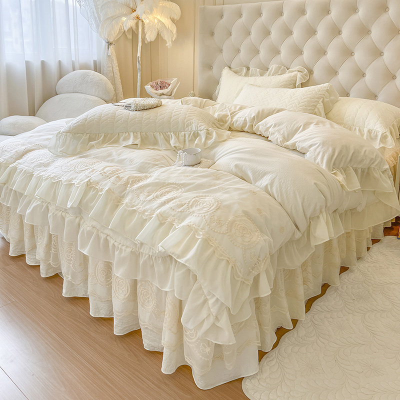 水洗棉ins公主花边被罩200x230双人2米x2米3法式蕾丝被套单件薄款,床上用品,被套,淘宝优惠券,粉丝福利购,淘宝优惠卷