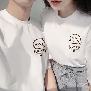 特别的情侣装夏装季T恤2024新款短袖男小众高级感半袖纯棉上衣服