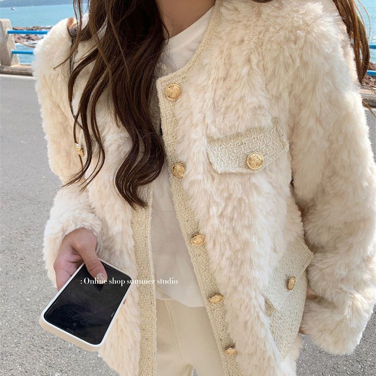 仿皮草小香风短外套女20
