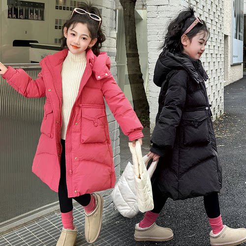 女童冬季三防加厚中长款棉服