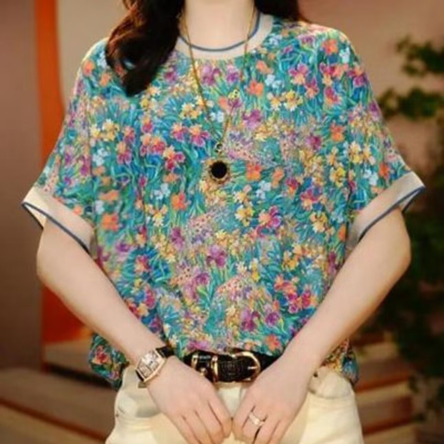 叙溪约女装百搭碎花短袖2026夏季女士款圆领显瘦T恤洋气减龄上a7