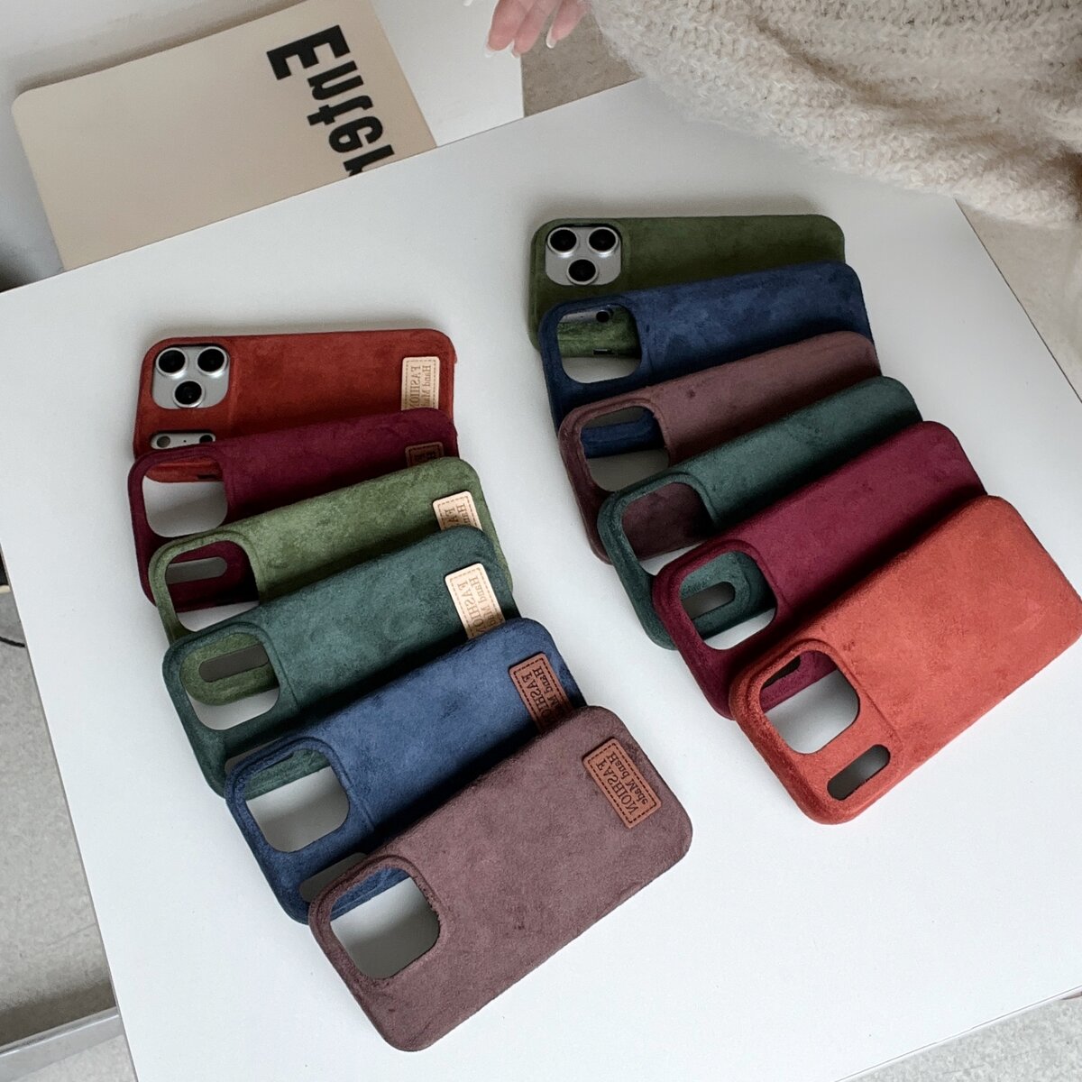 6色绒布带标素材适用于新款17系列ins风手机保护壳苹果15pro手机保护壳高级创意款