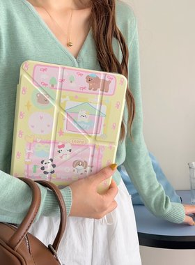 ipad-黄色波点腊肠狗拼图适用ipad mini6平板电脑壳卡通可爱2025版 第10代 (10.9英寸)保护套iPad Pro 2021版