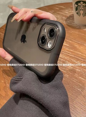 适用iPhone13手机壳透明15黑色14plus新款16简约女款网红爆款苹果11苹果12promax全包防摔xsmax/xrxs全包防摔