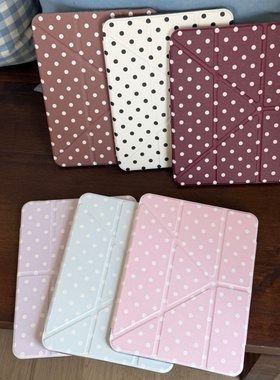 粉色波点适用ipadpro平板保护壳搭扣r5带笔槽mini7保护套202511寸8/9/10代亚克力air1/2/3/5/6/7高级感11寸