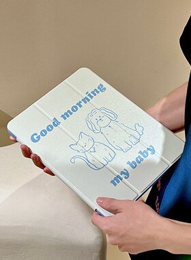 ipad磁吸亚克力-蓝色线条狗狗适用iPad Pro 2021版(11英寸)平板保护套可爱卡通ipad mini6 iPad 2025版 第10