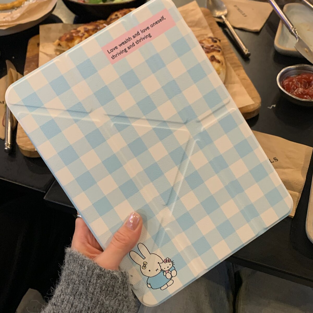 ipad-蓝粉格纹小米菲适用iPad Air5(10.9英寸)保护套ipad mini6平板电脑壳网红新款iPad Pro 2021版(11英寸)