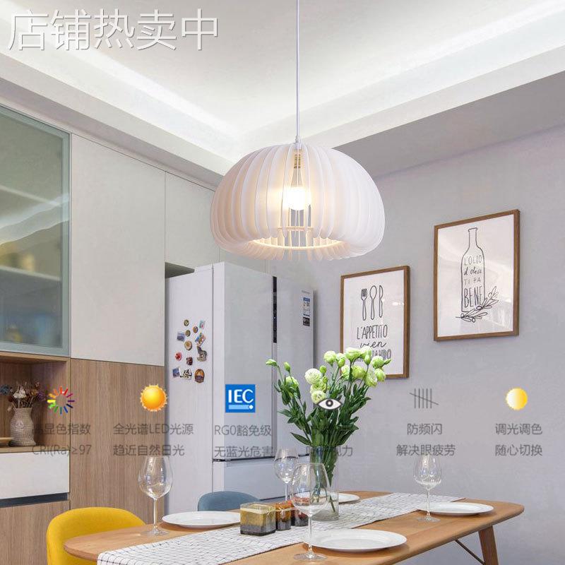2024新款日式复古餐厅吊灯卧室灯白色艺术创意民宿书房中古南瓜灯