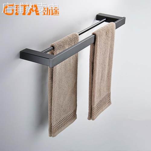 供应304不锈钢白色双杆毛巾架 简约白色卫浴五金挂件