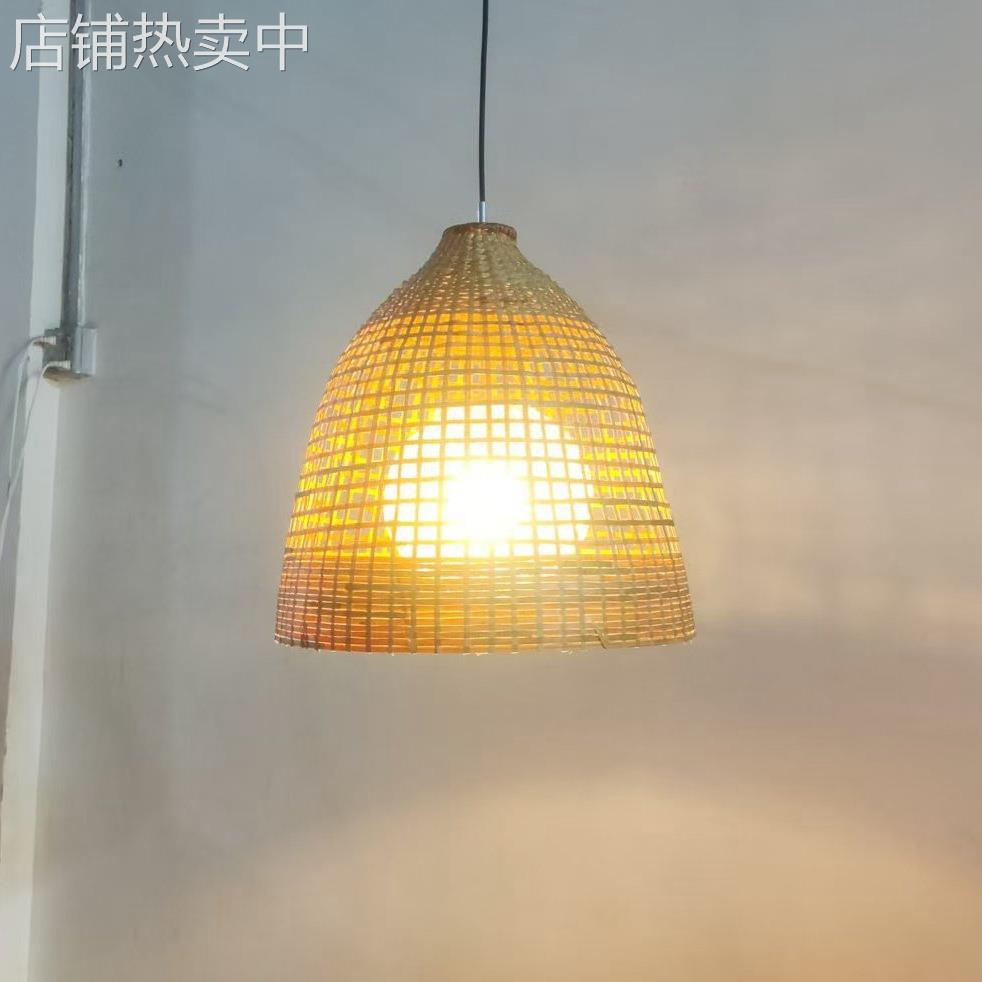 竹艺竹编吊灯吧台餐厅灯侘寂风民宿茶室咖啡厅火锅店日式藤艺灯具