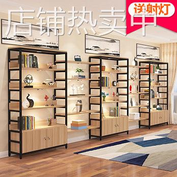 钢木书架客厅置物架办公室书柜自由组合展示架落地多层隔断架货架