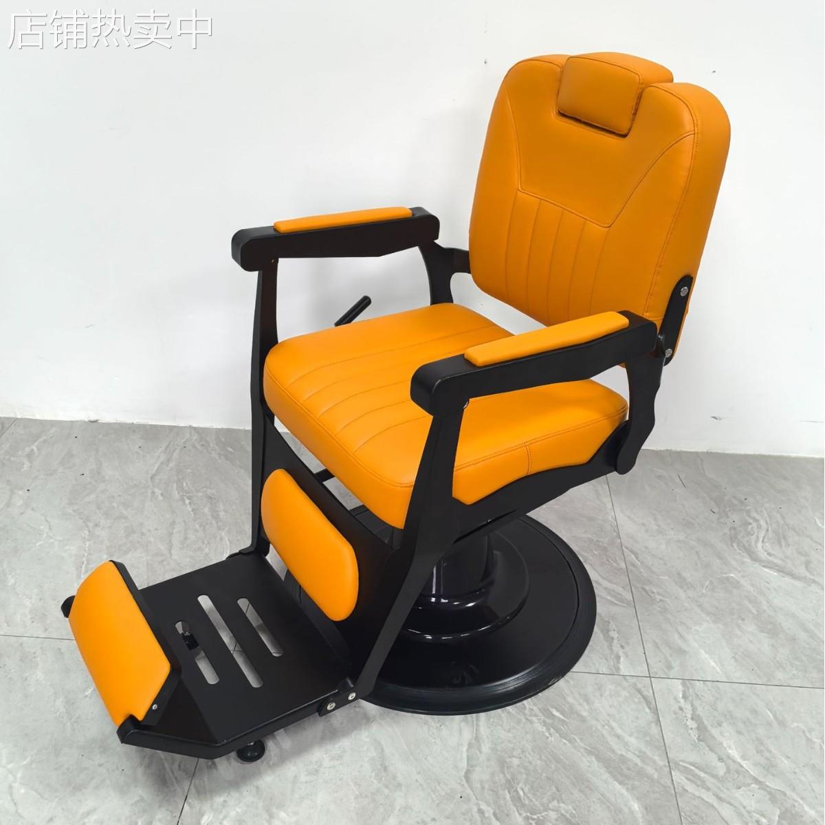 现代简约美发椅理发店烫染剪发可放倒理发椅发廊舒适皮质面剪发椅