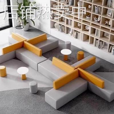 创意休闲办公室前台会客接待简约现代培训机构休息区沙发茶几组合