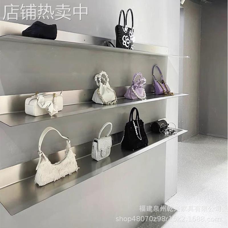 店铺鞋包架陈列架子客厅书架酒架不锈钢层板装饰架金属隔板置物架