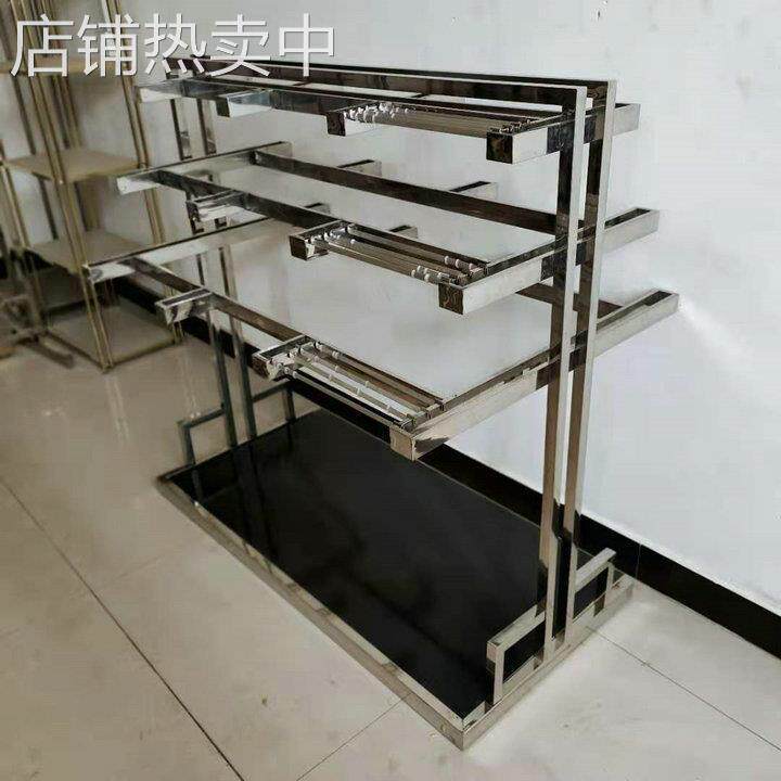 服装店衣架展示架不锈钢双面裤架男裤中岛架挂裤子落地式展架双层