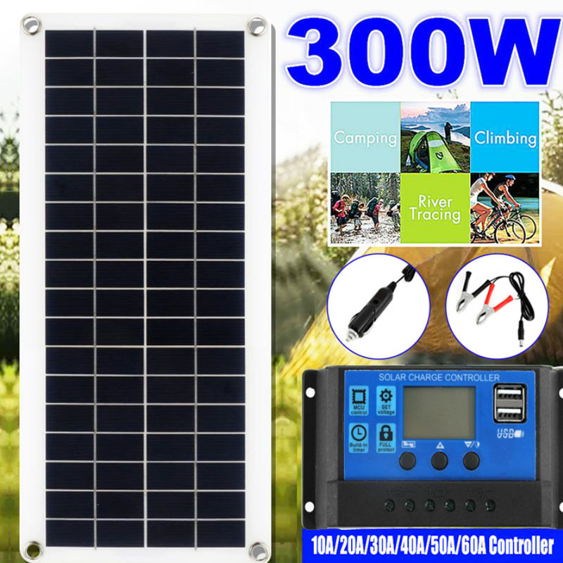 300W太阳能电池板套件10-60A控制器太阳能电池适用于汽车游艇房