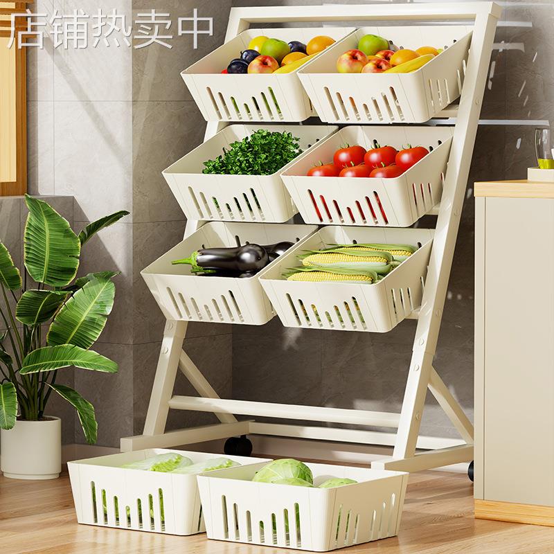 厨房菜篮子置物架落地果蔬多层收纳家用小推车蔬菜多功能零食架子