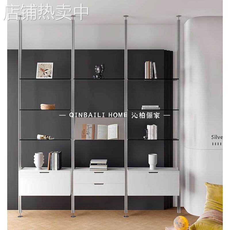 中古铝型材通天玻璃置物架收纳架陈列架子隔断展示架顶天立地书架