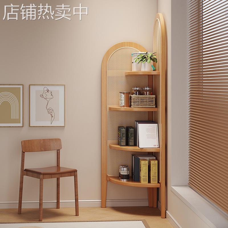 转角书架一体靠墙家用客厅多层置物架楠竹书柜收纳架陈列展示架