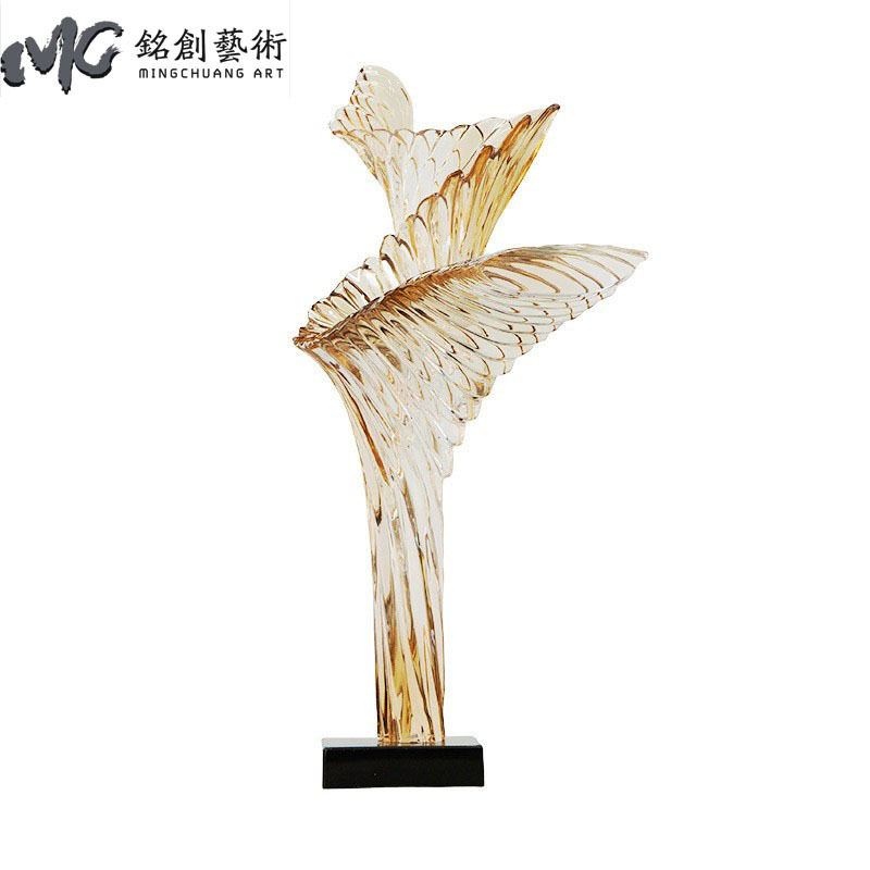 创意树脂摆件透明仿水晶大型装饰品酒店玄关样板房艺术落地摆件