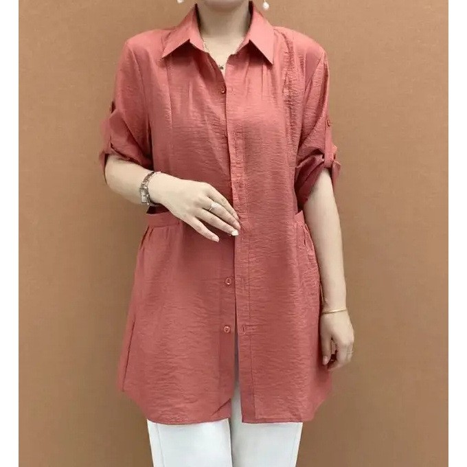 2024夏季新款中老年女装洋气宽松中长款百搭显瘦薄款中袖衬衫