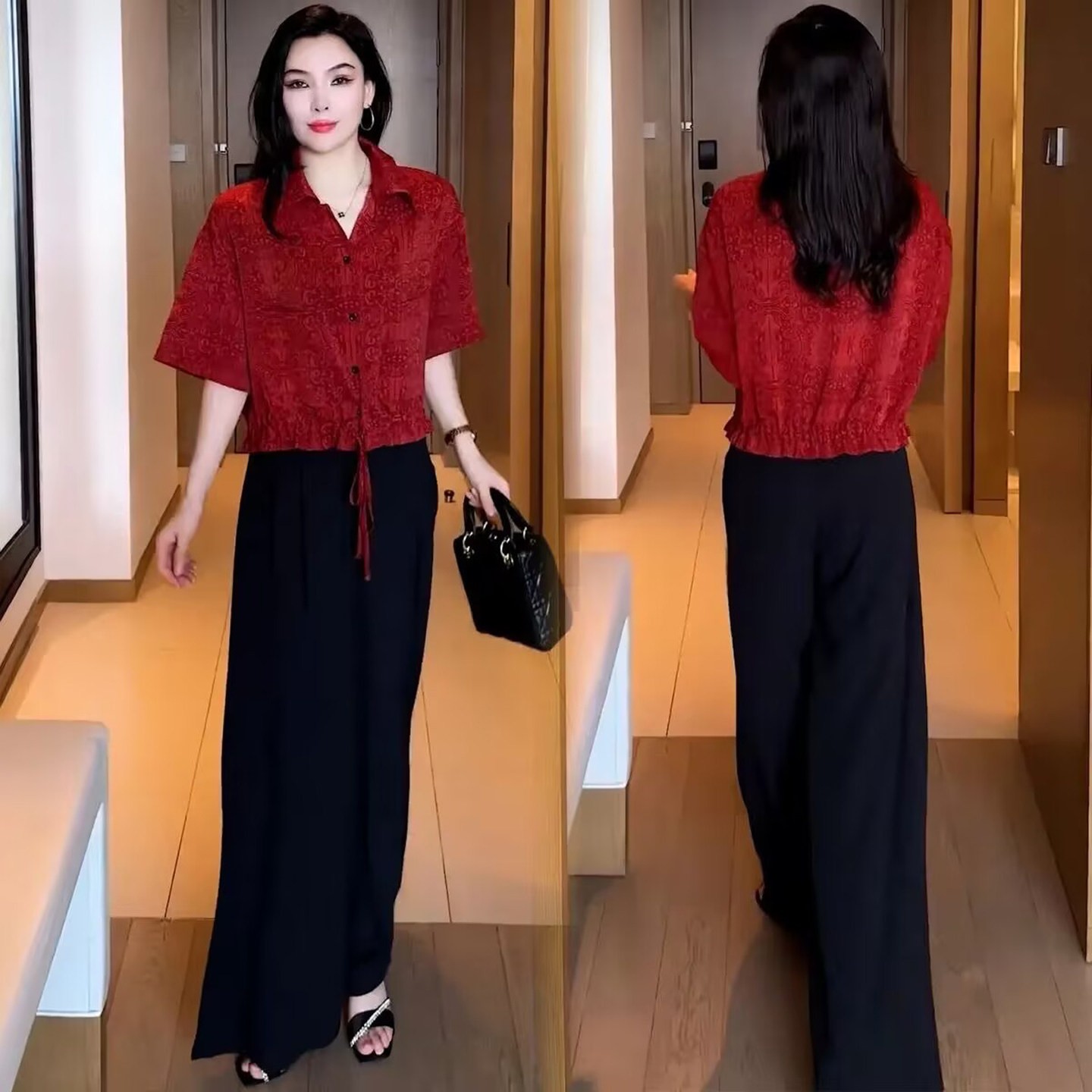 恒清女装复古印花中袖衬衫2026夏季女士宽松显瘦衬衣洋气减龄上a2