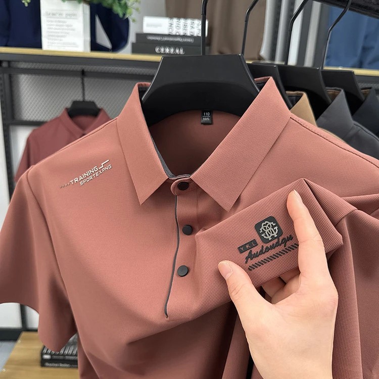 荷秀男装服饰夏季新款男士高档轻奢商务无痕POLO衫时尚休闲短袖a7
