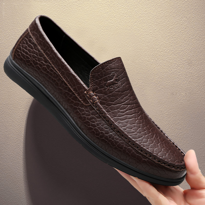 公羊休闲皮鞋男真皮2025新款商务正装英伦风男士头层牛皮豆豆男鞋