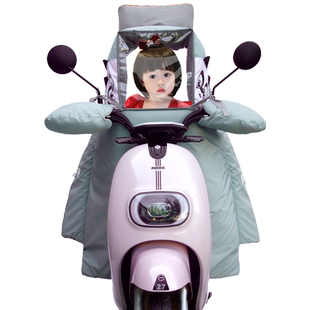 电动车冬季分体亲子儿童挡风被前置开叉九号小牛雅迪座椅防风寒罩