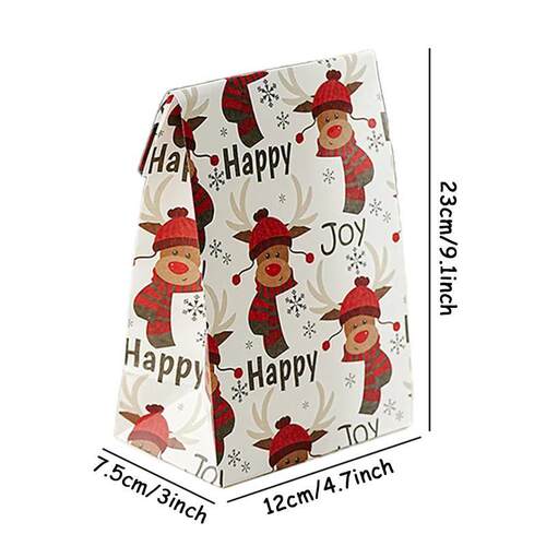 10pcs Kraft Paper Christmas Cookie Candy Bag Biscuit Snack